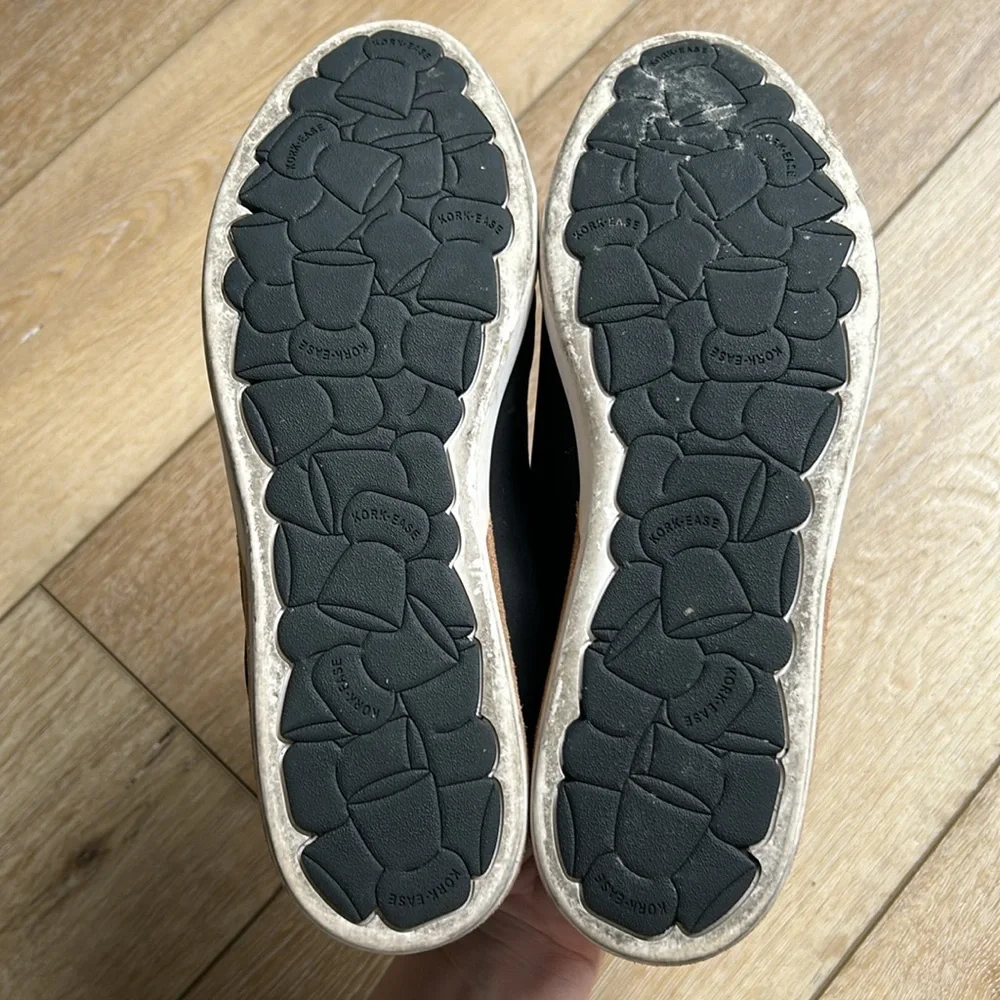 KORK-EASE Paislee Sneaker Women's Size 8 Black Leather Slip-On Cork Inso…